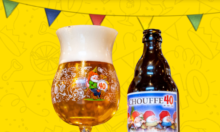 Chouffe 40 jaar bier flesje en glas